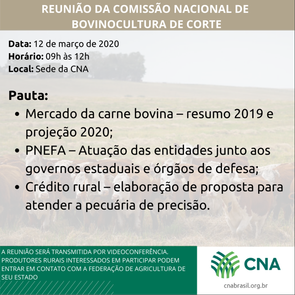 Data 12 de mar C3 A7o de 2020 Hor C3 A1rio 09h C3 A0s 13h Local Sede da CNA
